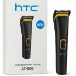 "HTC AT-509 rechargeable beard and hair trimmer" "HTC AT-509 trimmer with stainless steel blades" "Professional HTC AT-509 grooming trimmer for men"