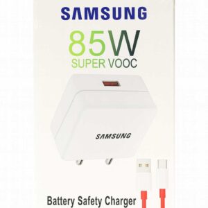 "85W super fast charger with cable for Android phones" "Quick charging 85W adaptor with cable included" "85W fast charging mobile charger with wire"