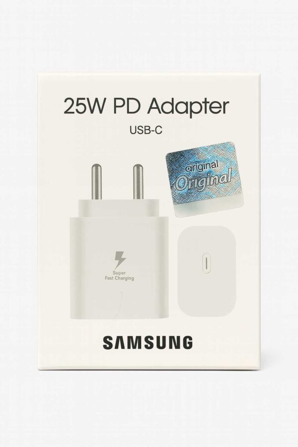"25W fast charging adaptor with USB-C port" "Super fast 25W power adapter for Android and iPhone" "Durable 25W charger adaptor for smartphones and tablets"