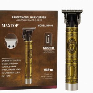 "Buddha design trimmer for men beard and hair" "Rechargeable Buddha trimmer with stainless steel blades" "Cordless Buddha trimmer for beard and moustache"